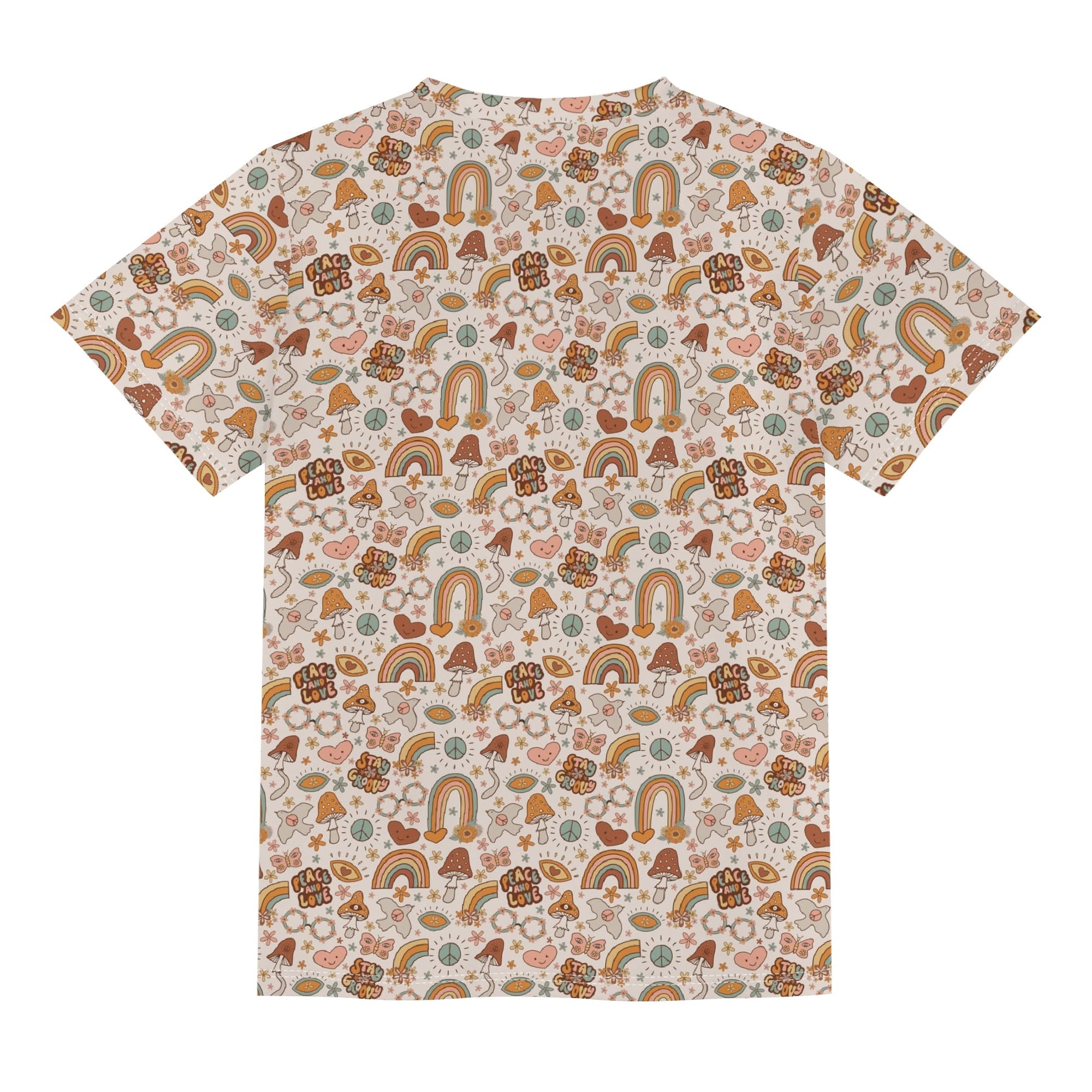 Peace And Love Kids Loose Fit Short Sleeve T-Shirt Kid's Full Print T-shirt Printed Offshore Retro