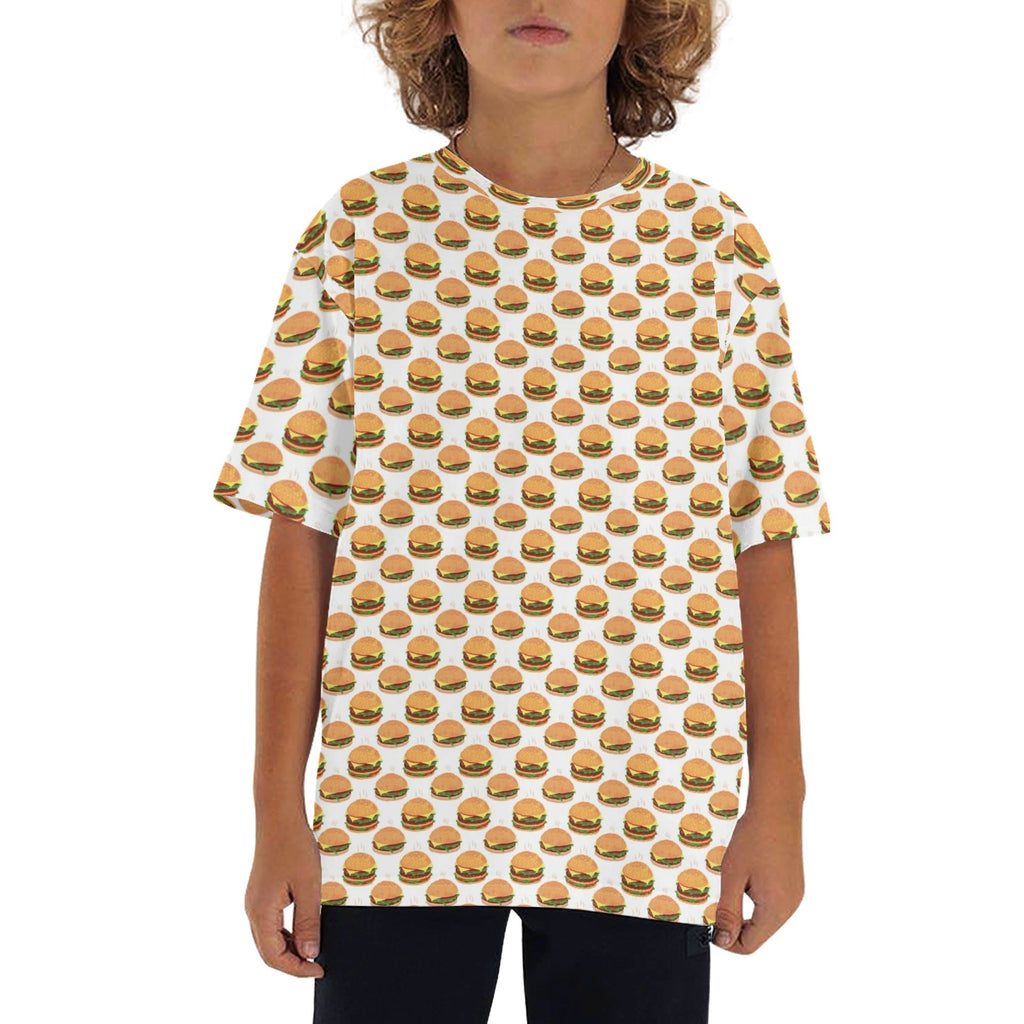 Hamburgers Kids Loose Fit Short Sleeve T-Shirt XL Kid's Full Print T-shirt Food Printed Offshore