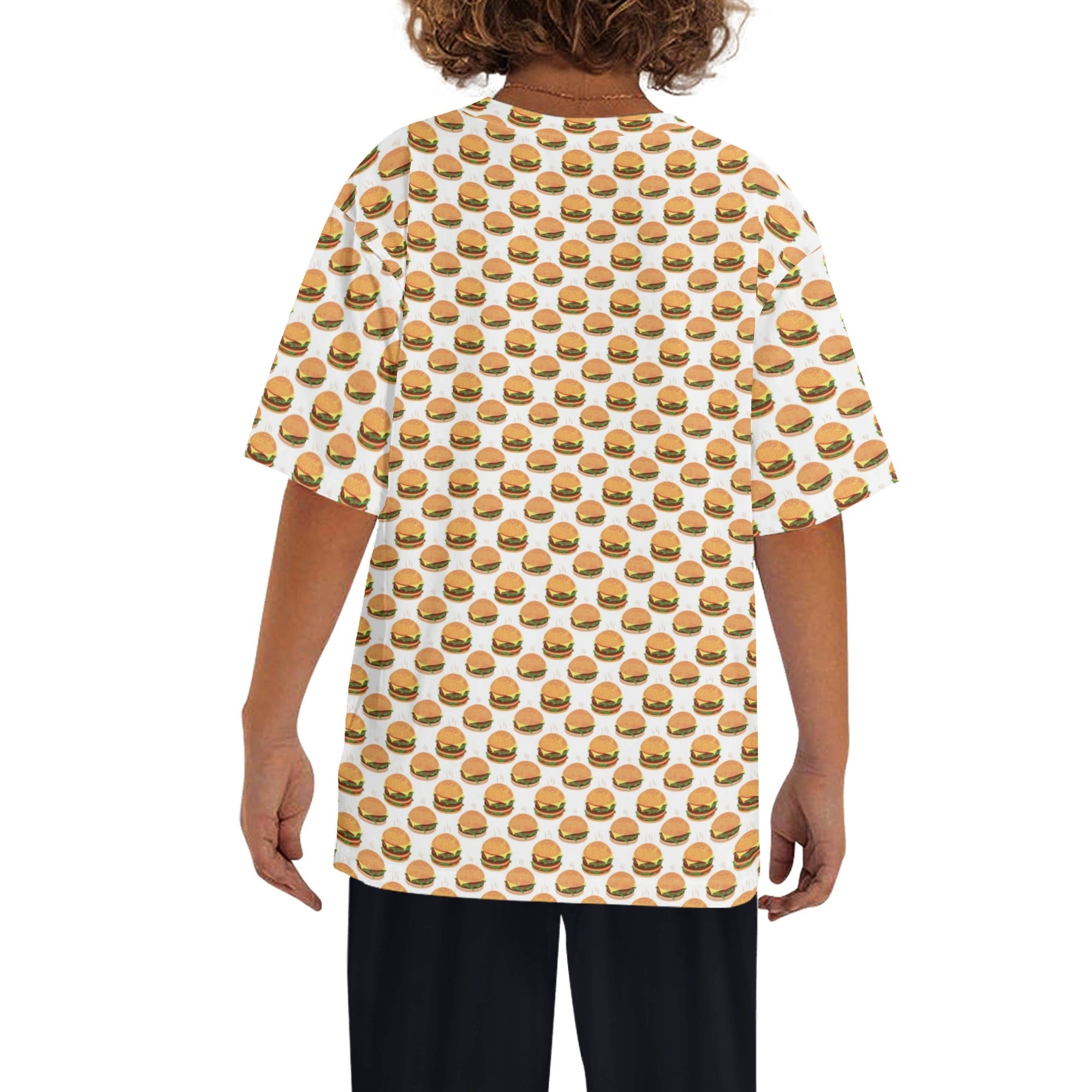 Hamburgers Kids Loose Fit Short Sleeve T-Shirt Kid's Full Print T-shirt Food Printed Offshore