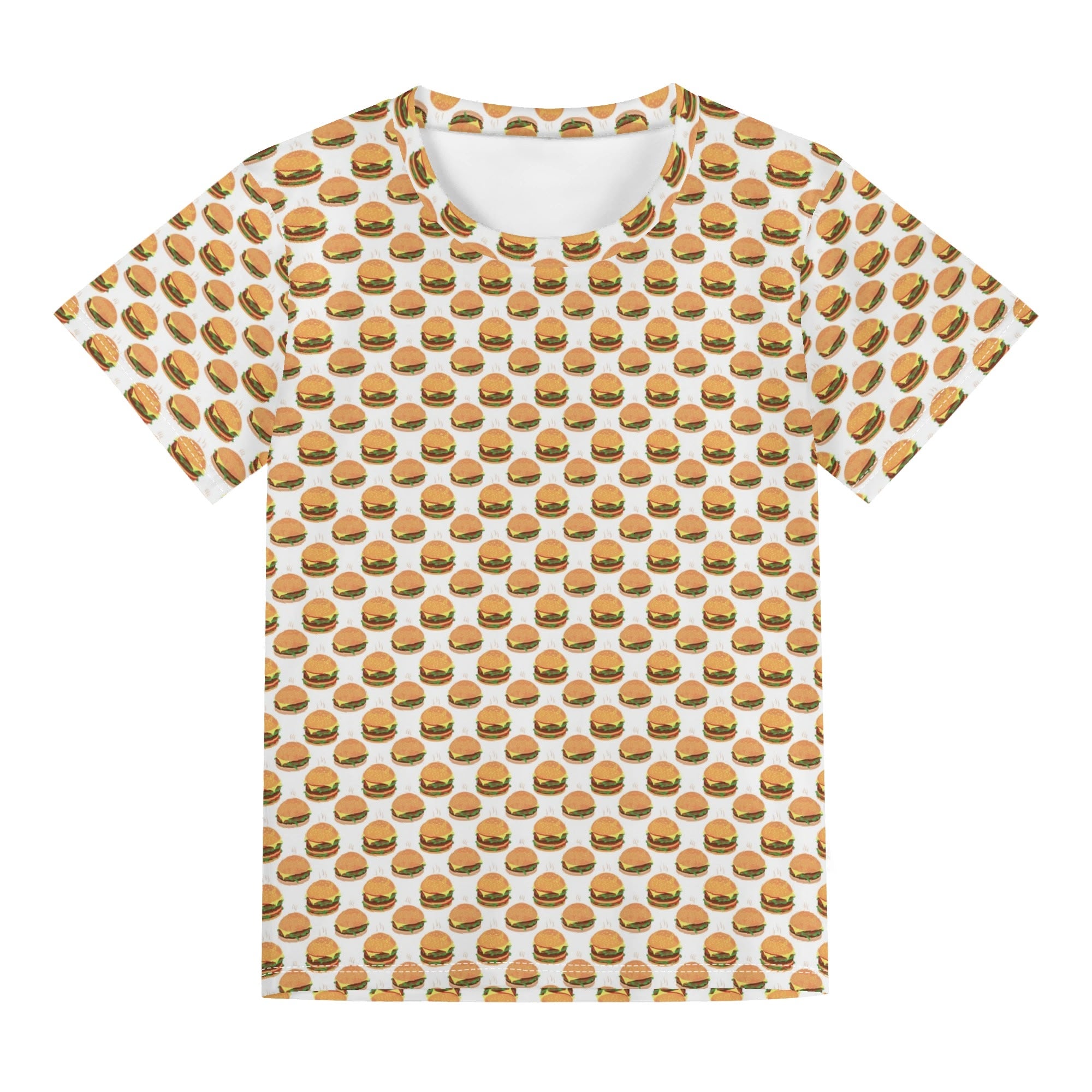 Hamburgers Kids Loose Fit Short Sleeve T-Shirt Kid's Full Print T-shirt Food Printed Offshore