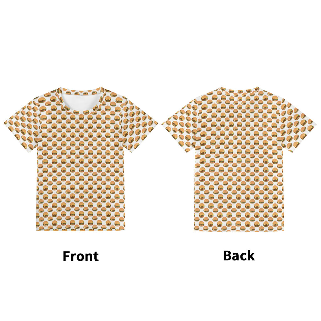 Hamburgers Kids Loose Fit Short Sleeve T-Shirt Kid's Full Print T-shirt Food Printed Offshore