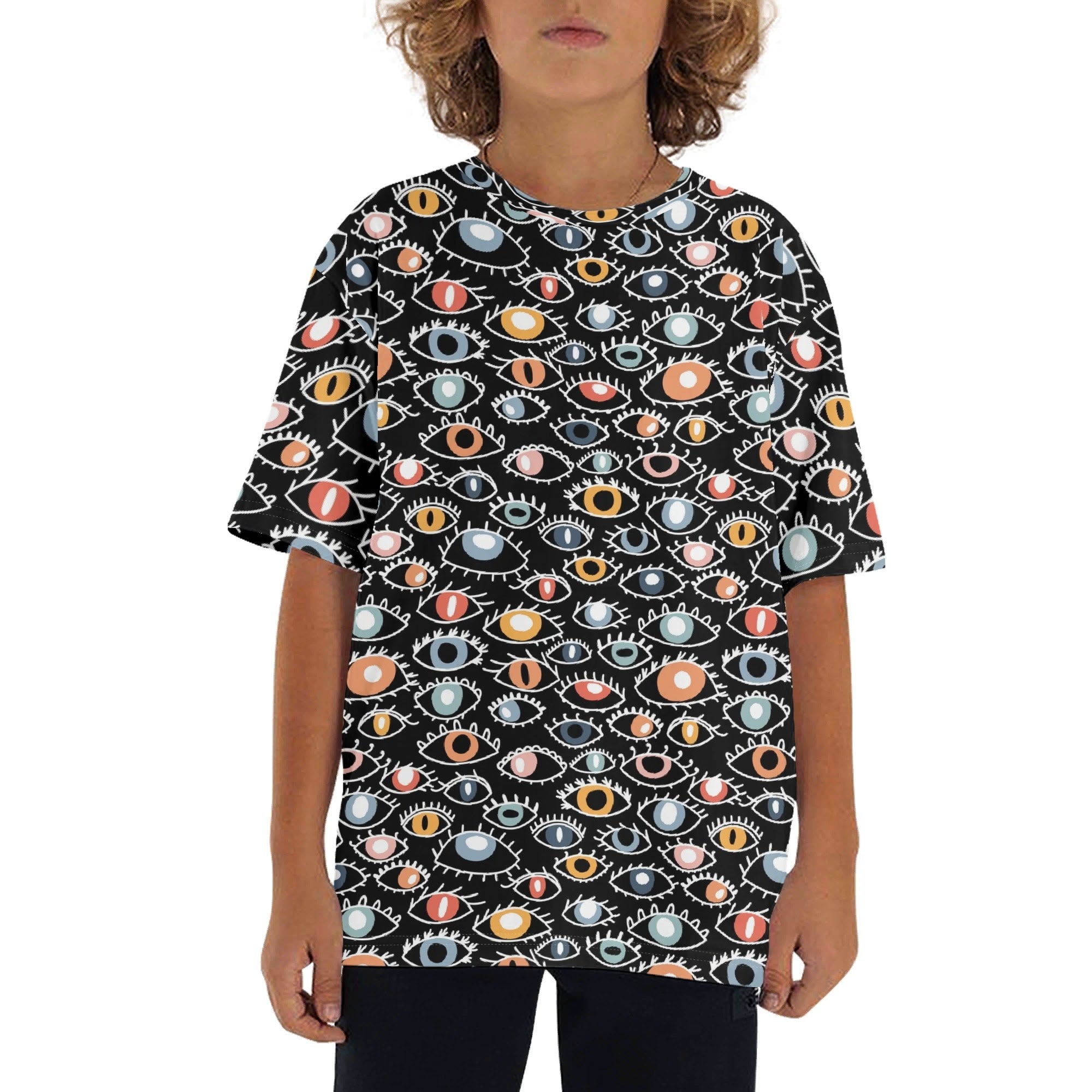 Eyes On Black Kids Loose Fit Short Sleeve T-Shirt XL Kid's Full Print T-shirt Printed Offshore