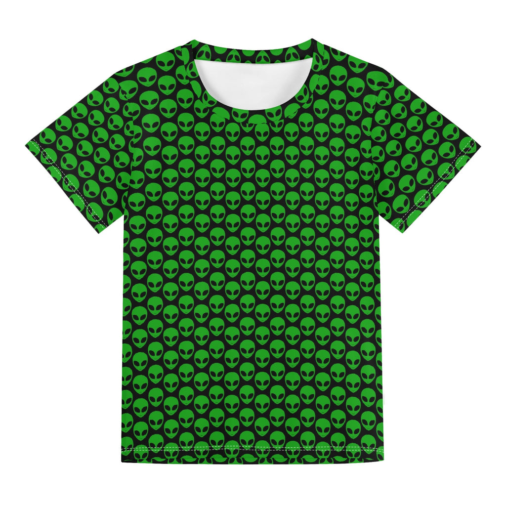Aliens Kids Loose Fit Short Sleeve T-Shirt Kid's Full Print T-shirt Printed Offshore Sci Fi
