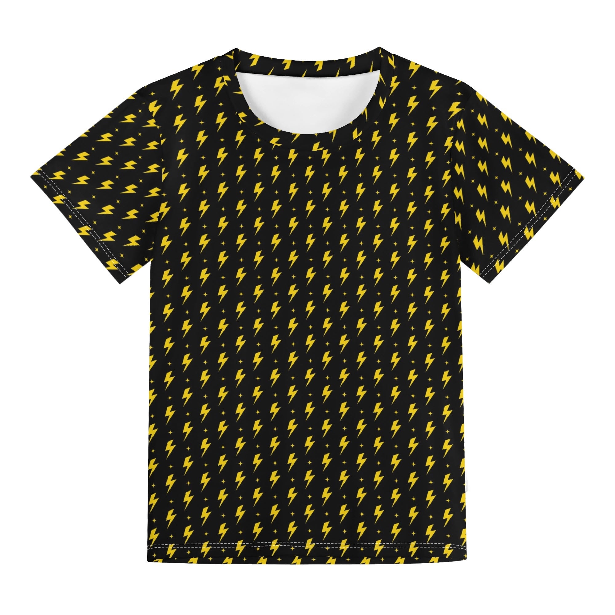 Yellow Lightning Kids Loose Fit Short Sleeve T-Shirt Kid's Full Print T-shirt comic Printed Offshore
