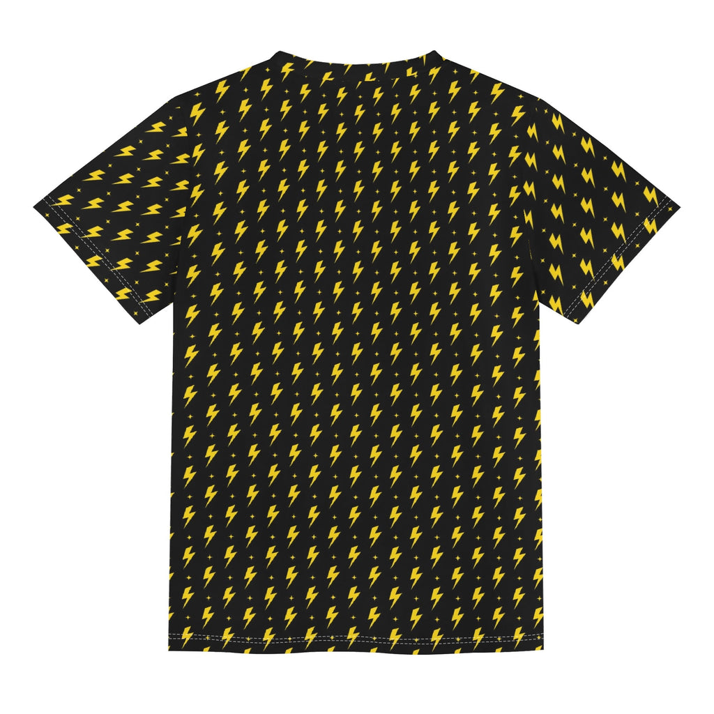 Yellow Lightning Kids Loose Fit Short Sleeve T-Shirt Kid's Full Print T-shirt comic Printed Offshore