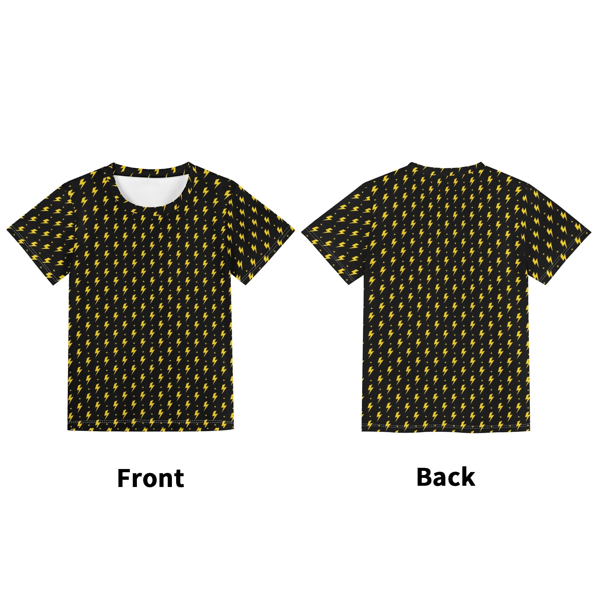 Yellow Lightning Kids Loose Fit Short Sleeve T-Shirt Kid's Full Print T-shirt comic Printed Offshore