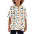 Cute Colourful Dinosaurs Kids Loose Fit Short Sleeve T-Shirt XL Kid's Full Print T-shirt animal Printed Offshore