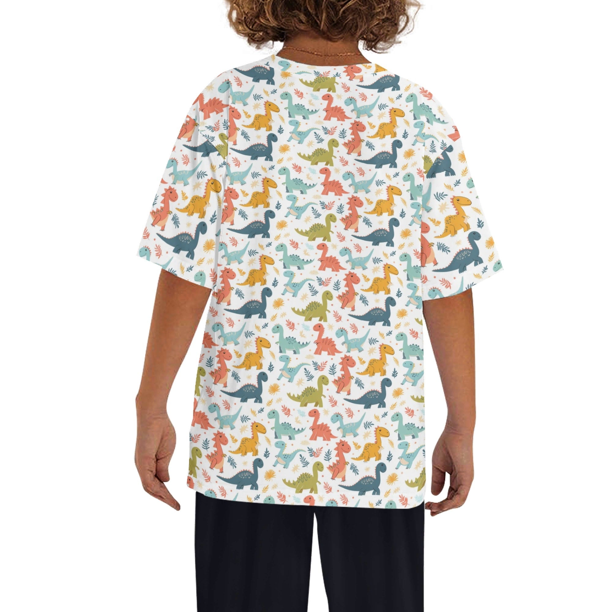 Cute Colourful Dinosaurs Kids Loose Fit Short Sleeve T-Shirt Kid's Full Print T-shirt animal Printed Offshore