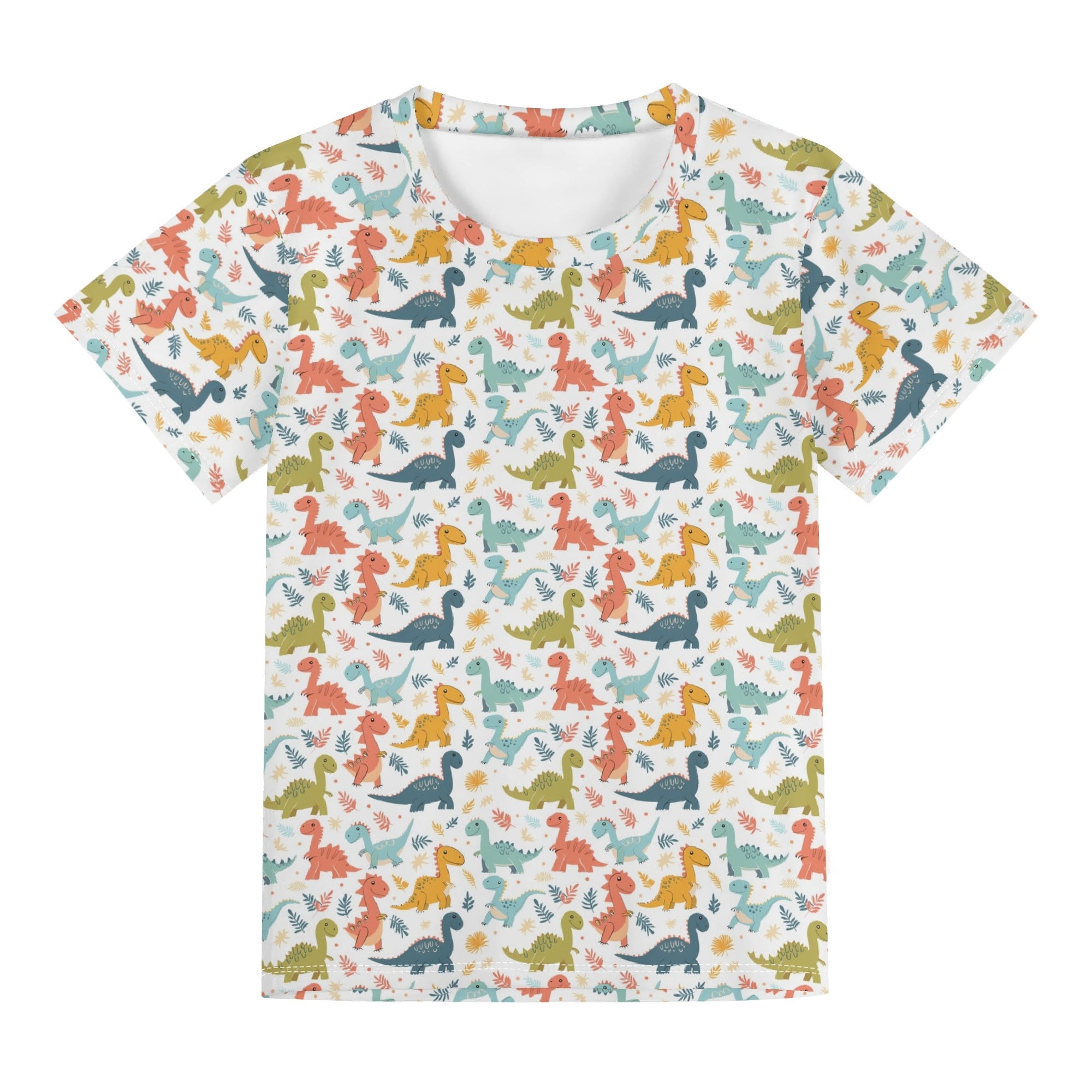 Cute Colourful Dinosaurs Kids Loose Fit Short Sleeve T-Shirt Kid's Full Print T-shirt animal Printed Offshore