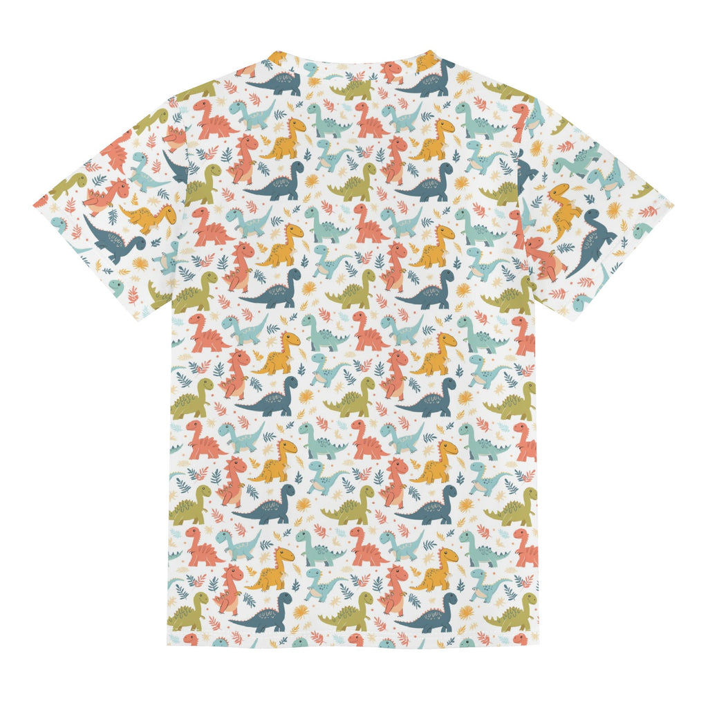 Cute Colourful Dinosaurs Kids Loose Fit Short Sleeve T-Shirt Kid's Full Print T-shirt animal Printed Offshore