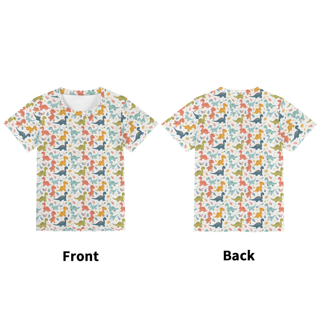 Cute Colourful Dinosaurs Kids Loose Fit Short Sleeve T-Shirt Kid's Full Print T-shirt animal Printed Offshore