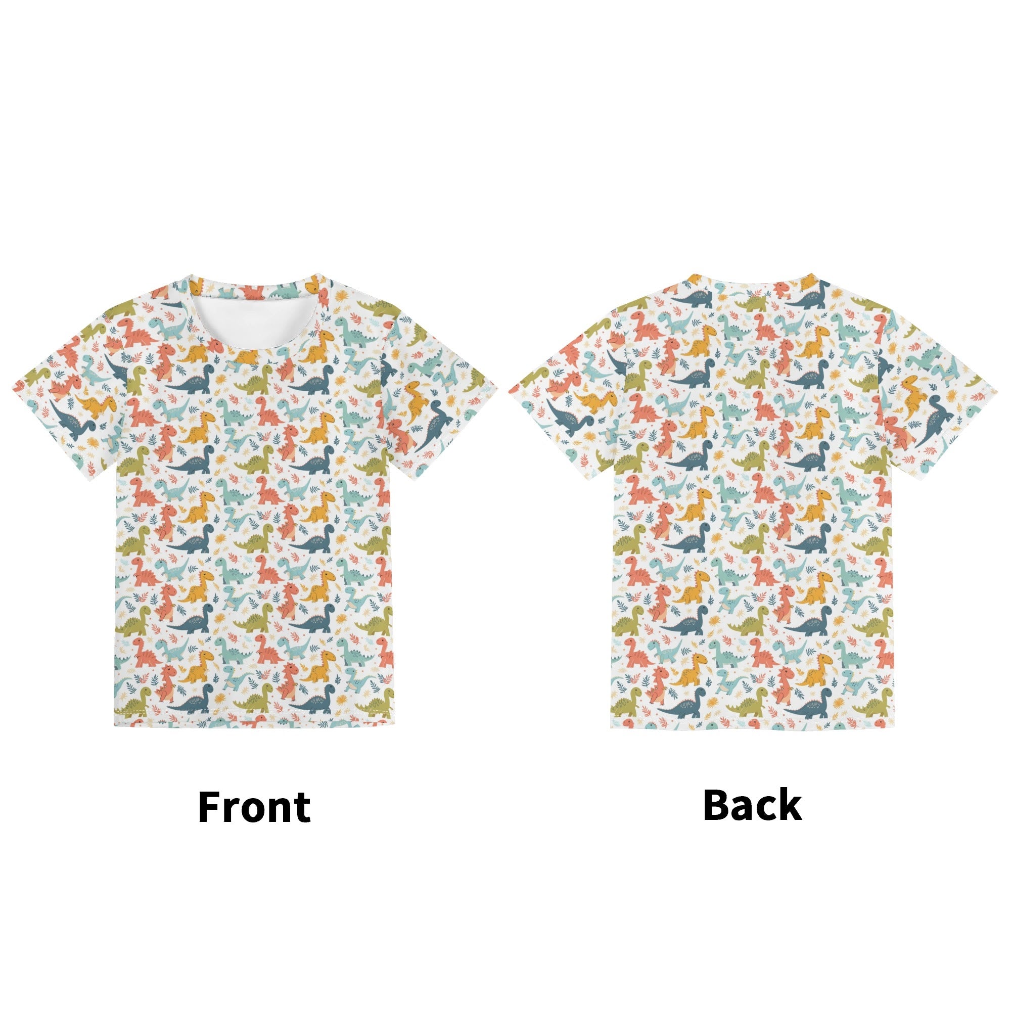 Cute Colourful Dinosaurs Kids Loose Fit Short Sleeve T-Shirt Kid's Full Print T-shirt animal Printed Offshore