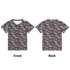 Graphic Flowers On Black Kids Loose Fit Short Sleeve T-Shirt Kid's Full Print T-shirt Plants Printed Offshore