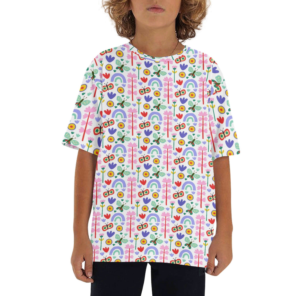 Rainbows And Butterflies Kids Loose Fit Short Sleeve T-Shirt XL Kid's Full Print T-shirt animal Printed Offshore