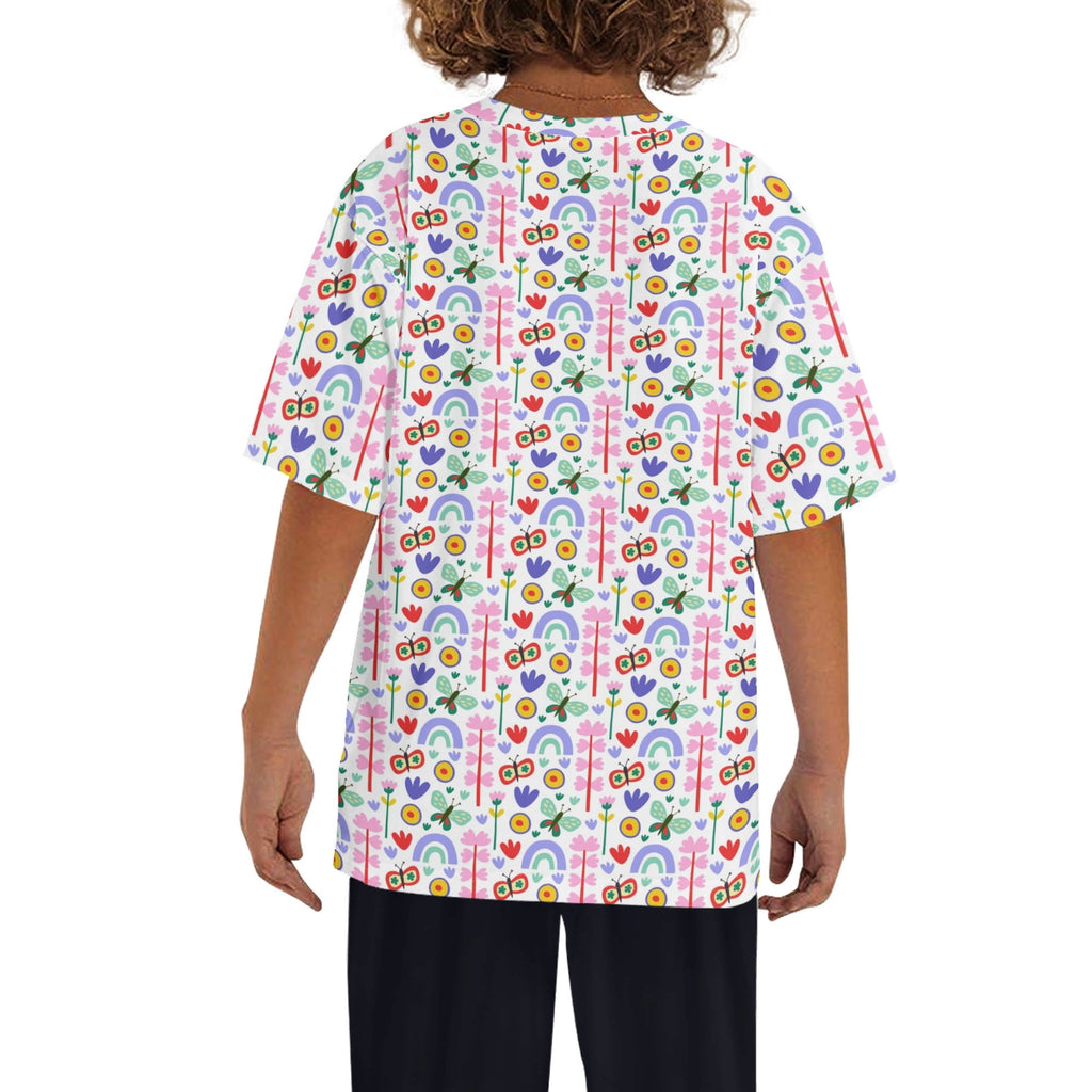 Rainbows And Butterflies Kids Loose Fit Short Sleeve T-Shirt Kid's Full Print T-shirt animal Printed Offshore
