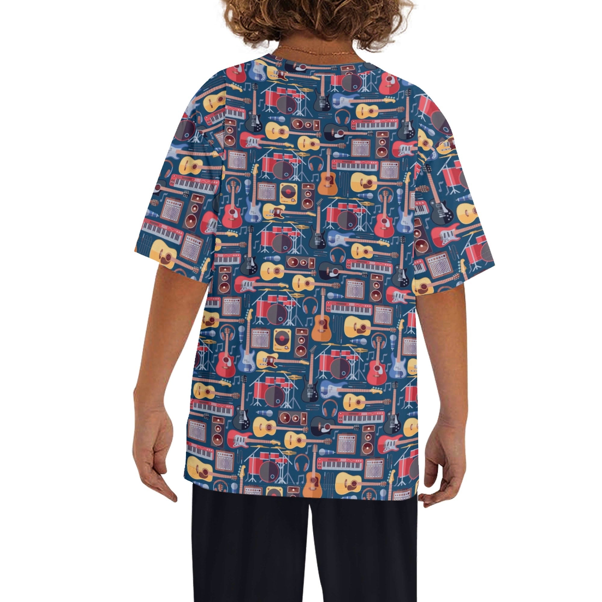 Music Instruments Kids Loose Fit Short Sleeve T-Shirt Kid's Full Print T-shirt Music Printed Offshore