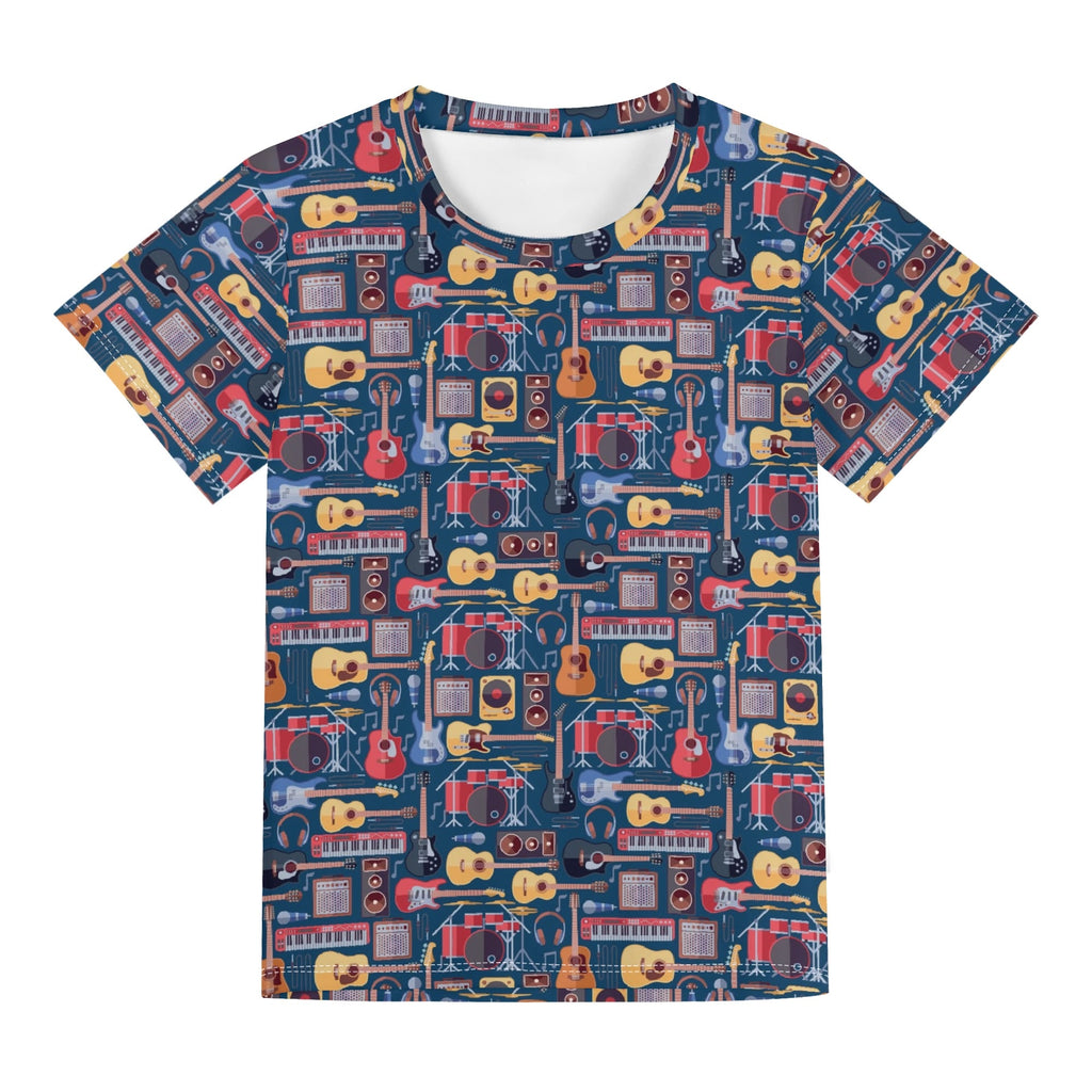 Music Instruments Kids Loose Fit Short Sleeve T-Shirt Kid's Full Print T-shirt Music Printed Offshore