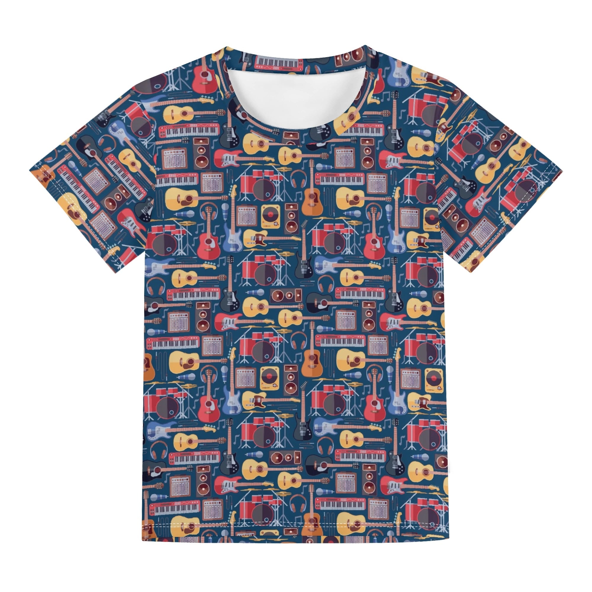 Music Instruments Kids Loose Fit Short Sleeve T-Shirt Kid's Full Print T-shirt Music Printed Offshore