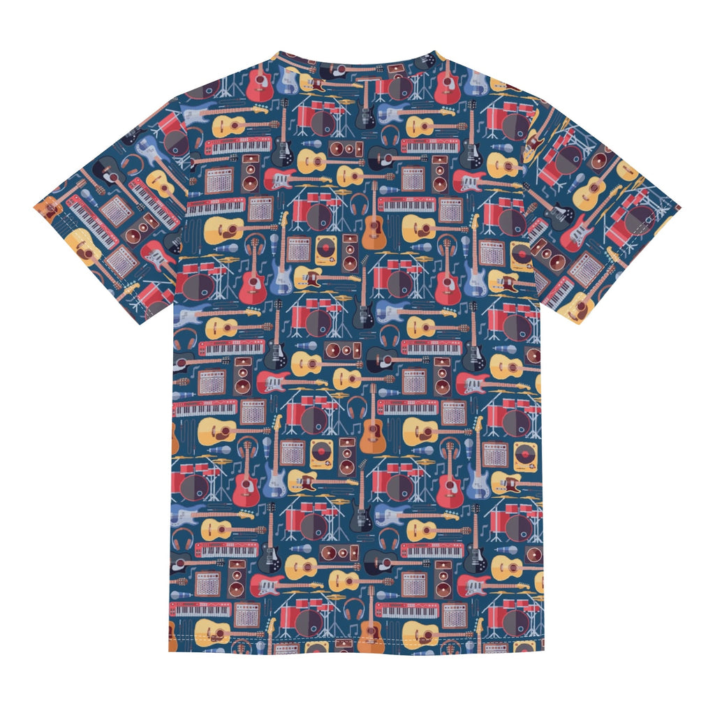 Music Instruments Kids Loose Fit Short Sleeve T-Shirt Kid's Full Print T-shirt Music Printed Offshore