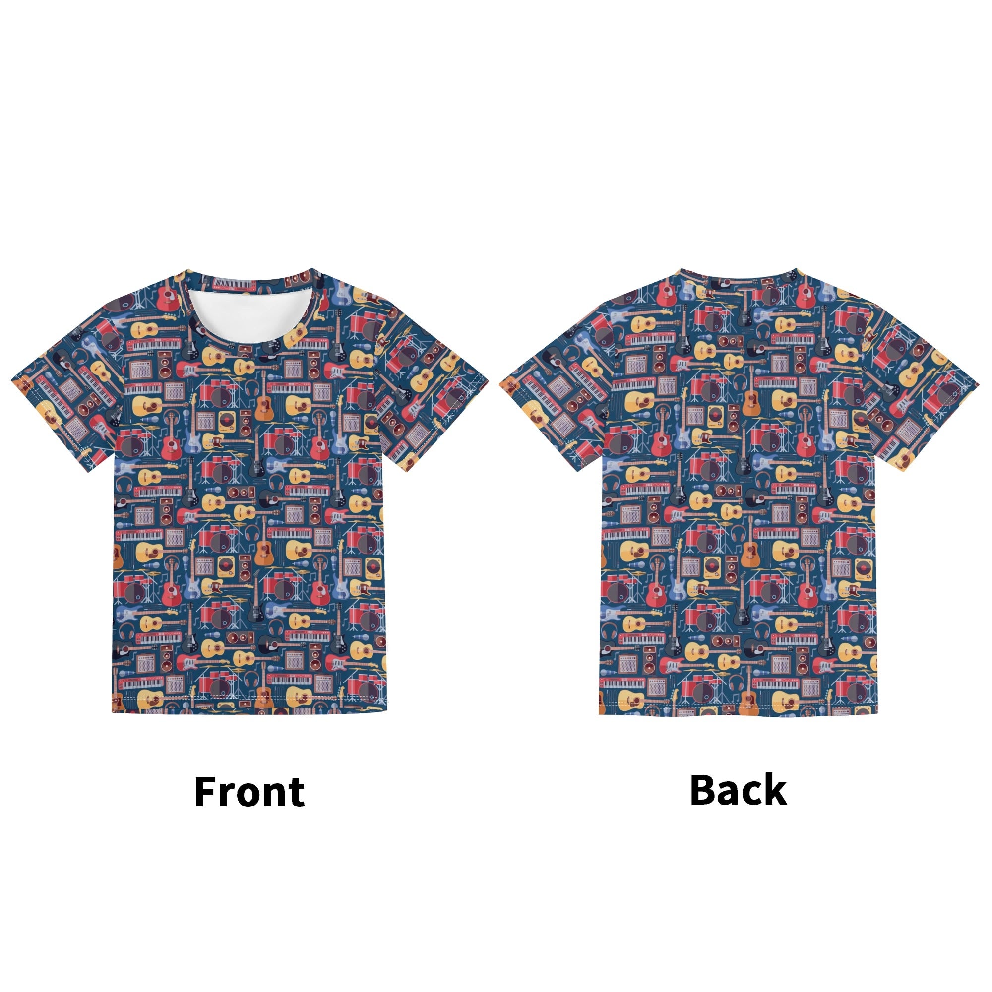 Music Instruments Kids Loose Fit Short Sleeve T-Shirt Kid's Full Print T-shirt Music Printed Offshore