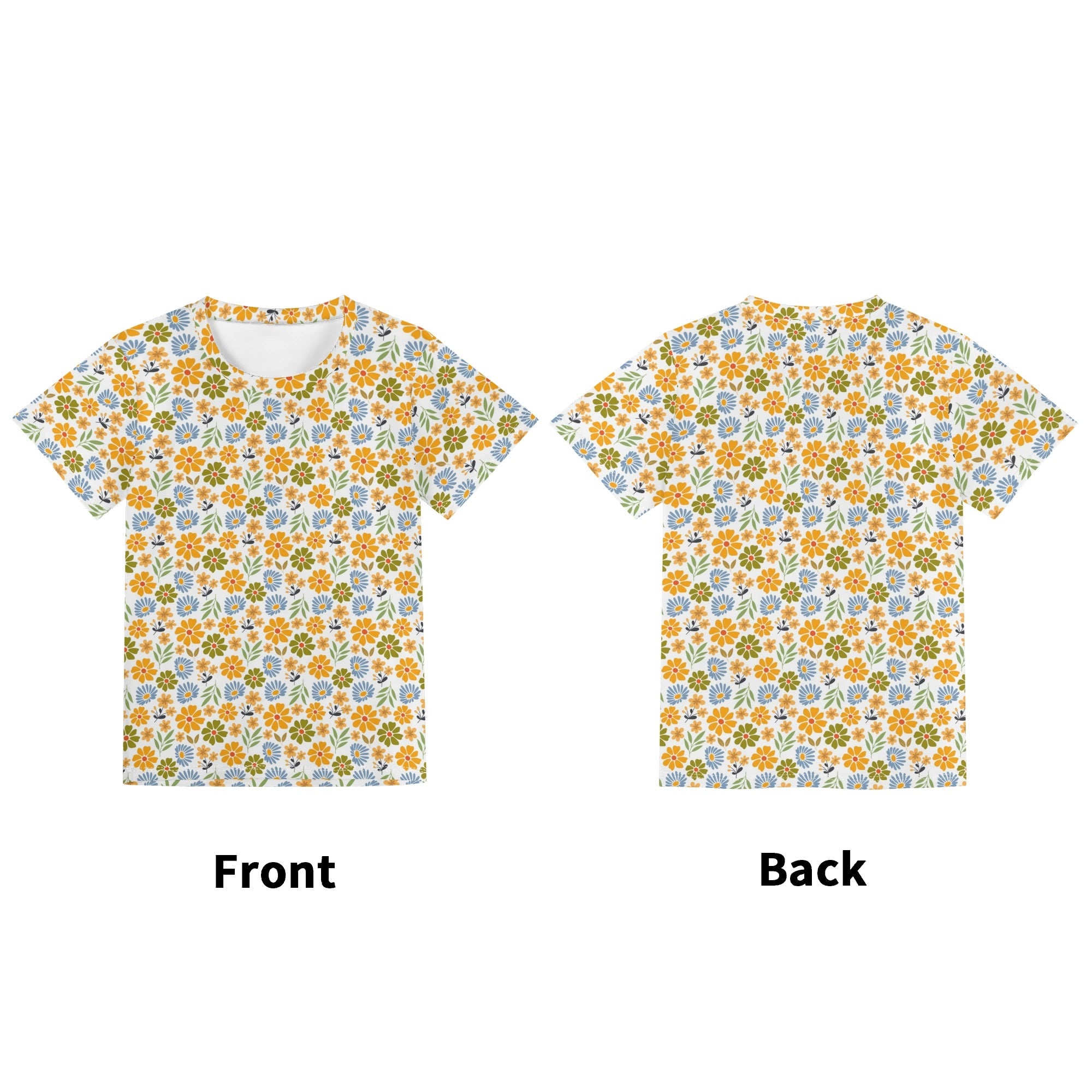 Retro Boho Flower Kids Loose Fit Short Sleeve T-Shirt Kid's Full Print T-shirt Plants Printed Offshore
