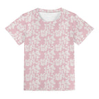 Pink Hawaiian Floral Kids Loose Fit Short Sleeve T-Shirt Kid's Full Print T-shirt Plants Printed Offshore