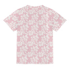 Pink Hawaiian Floral Kids Loose Fit Short Sleeve T-Shirt Kid's Full Print T-shirt Plants Printed Offshore