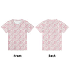Pink Hawaiian Floral Kids Loose Fit Short Sleeve T-Shirt Kid's Full Print T-shirt Plants Printed Offshore