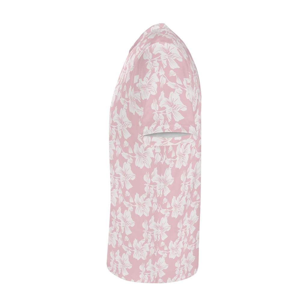 Pink Hawaiian Floral Kids Loose Fit Short Sleeve T-Shirt Kid's Full Print T-shirt Plants Printed Offshore