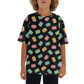 Colourful Cassette Tapes Kids Loose Fit Short Sleeve T-Shirt XL Kid's Full Print T-shirt Music Printed Offshore