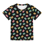 Colourful Cassette Tapes Kids Loose Fit Short Sleeve T-Shirt Kid's Full Print T-shirt Music Printed Offshore