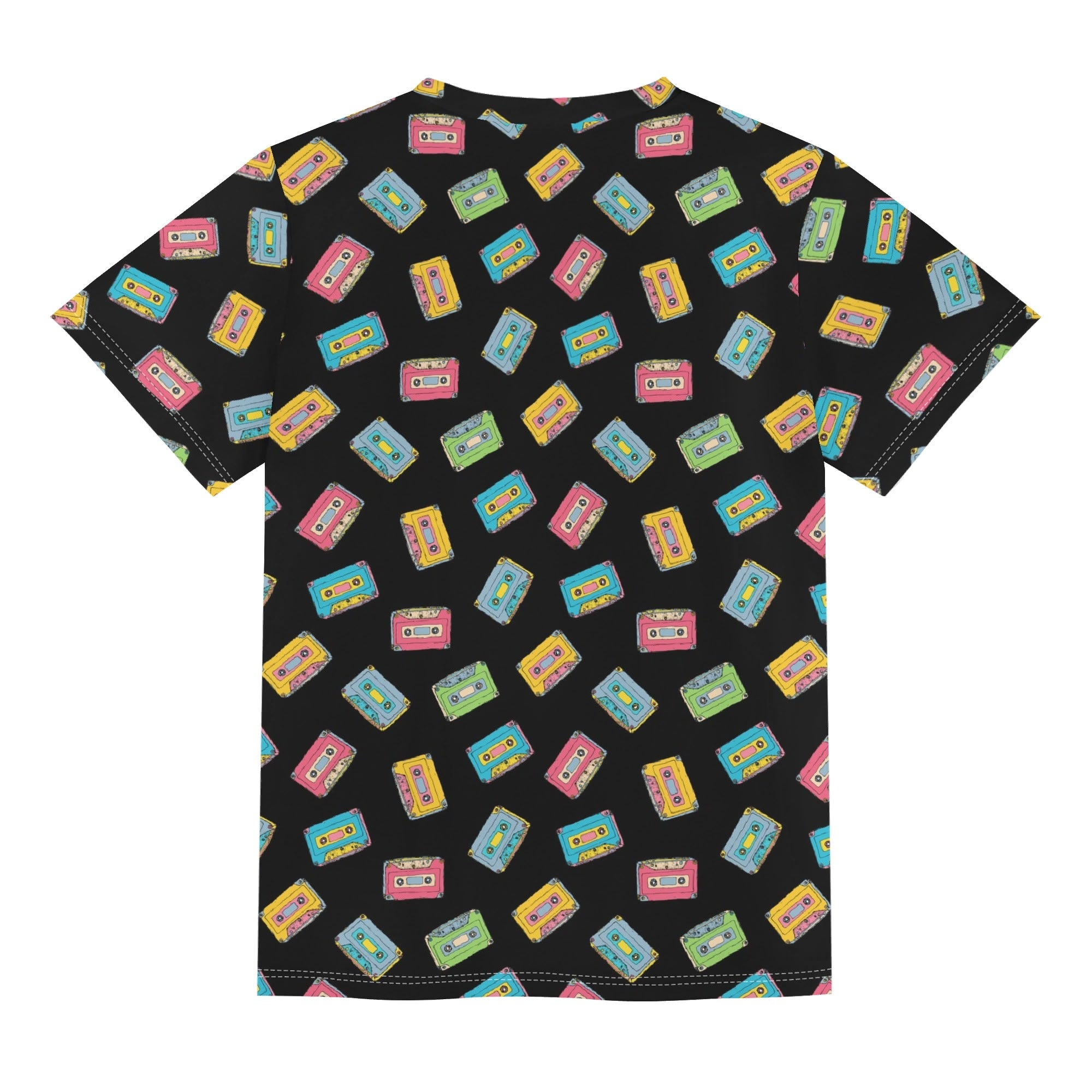 Colourful Cassette Tapes Kids Loose Fit Short Sleeve T-Shirt Kid's Full Print T-shirt Music Printed Offshore