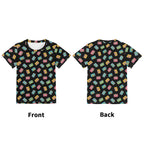 Colourful Cassette Tapes Kids Loose Fit Short Sleeve T-Shirt Kid's Full Print T-shirt Music Printed Offshore