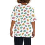 Colourful Cassette Tapes On White Kids Loose Fit Short Sleeve T-Shirt Kid's Full Print T-shirt Music Printed Offshore