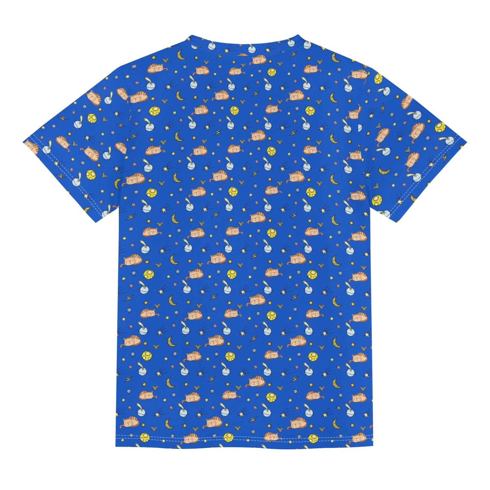 Cats In Space Kids Loose Fit Short Sleeve T-Shirt Kid's Full Print T-shirt animal Printed Offshore Space