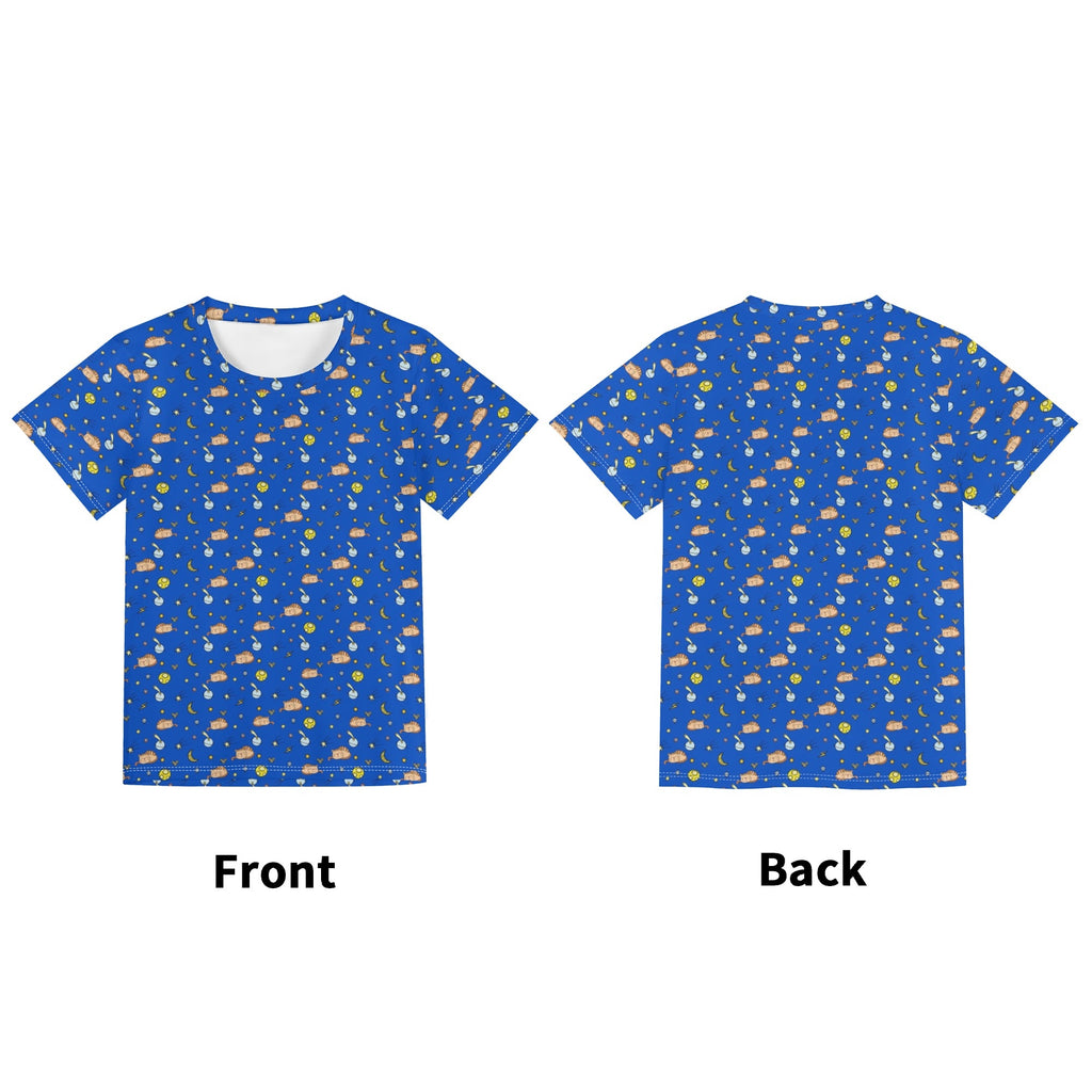 Cats In Space Kids Loose Fit Short Sleeve T-Shirt Kid's Full Print T-shirt animal Printed Offshore Space