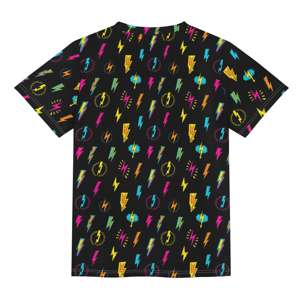Fun Lightning Kids Loose Fit Short Sleeve T-Shirt Kid's Full Print T-shirt comic Printed Offshore