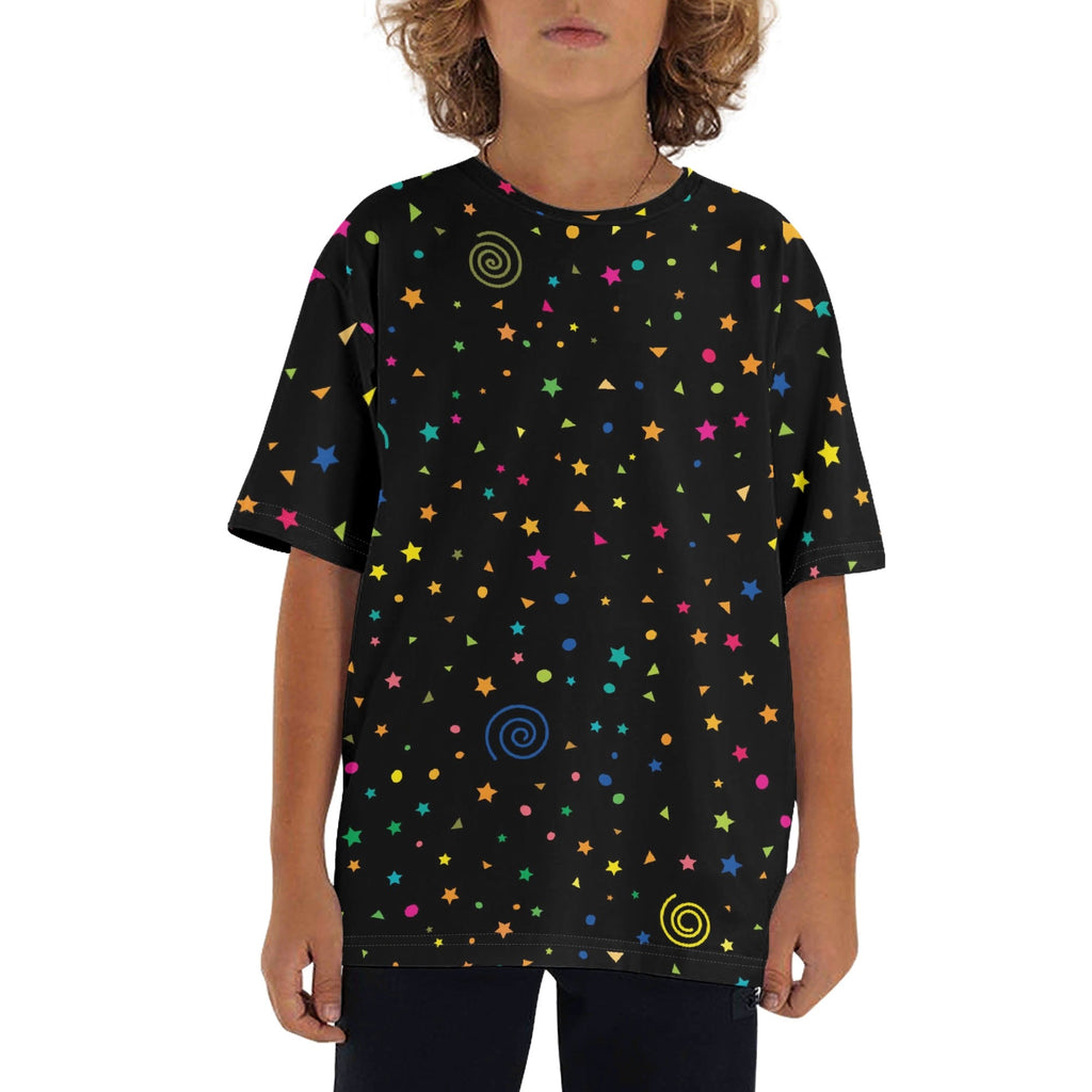 Stars And Swirls Kids Loose Fit Short Sleeve T-Shirt XL Kid's Full Print T-shirt Printed Offshore