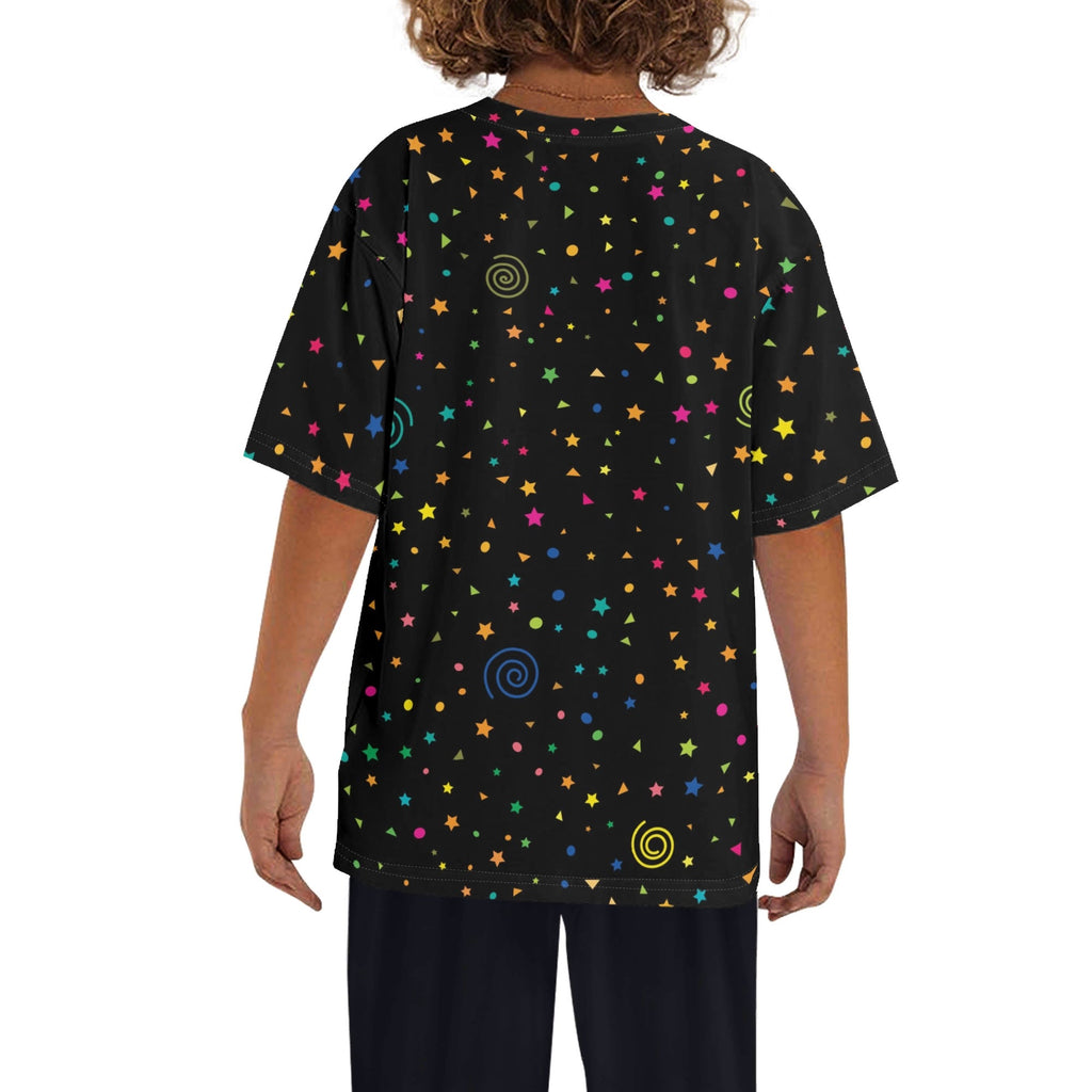 Stars And Swirls Kids Loose Fit Short Sleeve T-Shirt Kid's Full Print T-shirt Printed Offshore