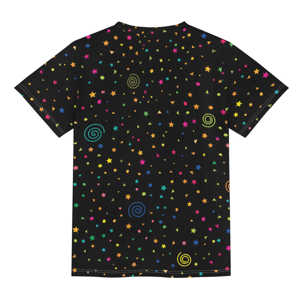 Stars And Swirls Kids Loose Fit Short Sleeve T-Shirt Kid's Full Print T-shirt Printed Offshore