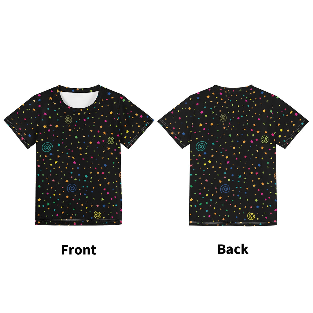 Stars And Swirls Kids Loose Fit Short Sleeve T-Shirt Kid's Full Print T-shirt Printed Offshore