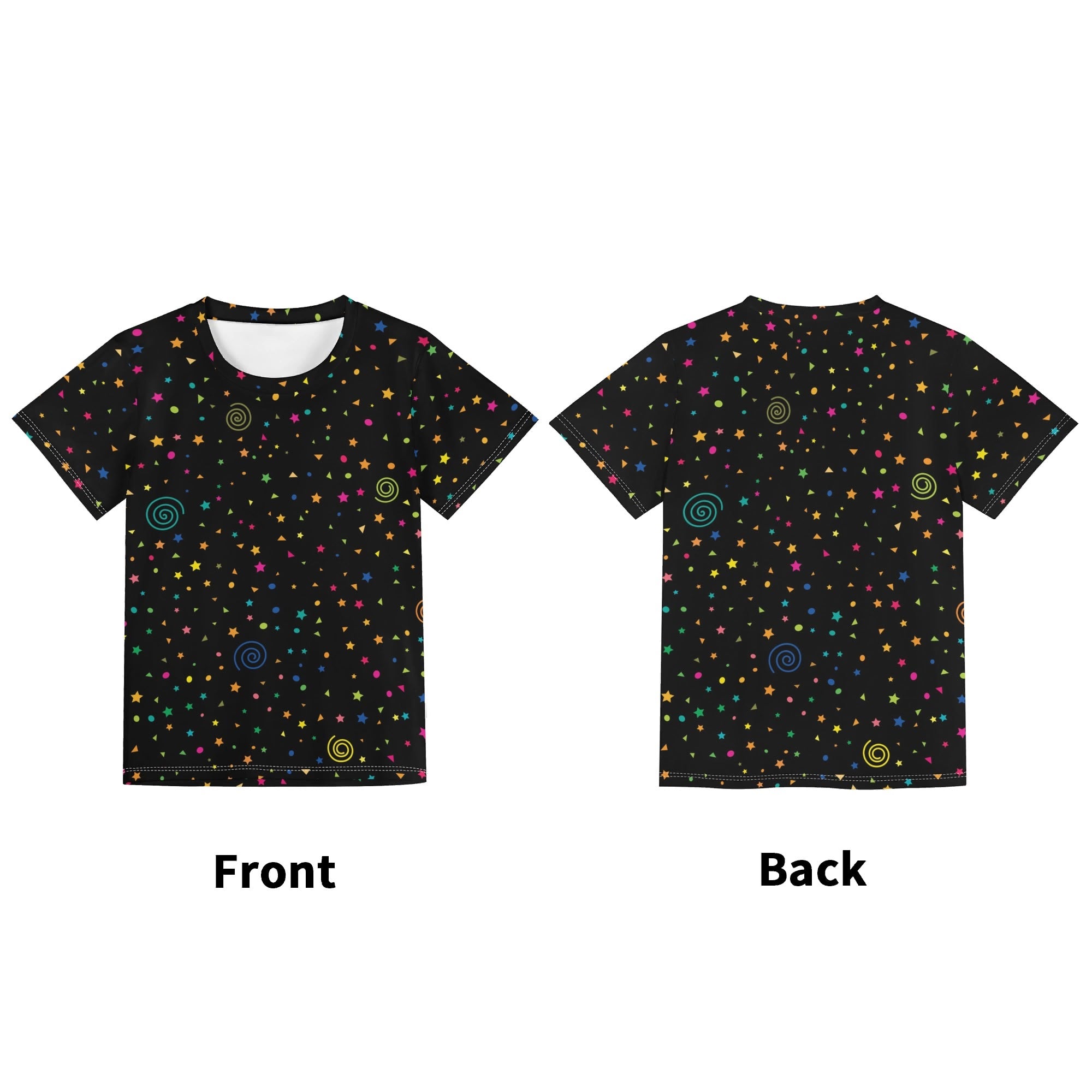 Stars And Swirls Kids Loose Fit Short Sleeve T-Shirt Kid's Full Print T-shirt Printed Offshore