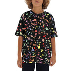 Quavers, Colourful Music Notes Kids Loose Fit Short Sleeve T-Shirt XL Kid's Full Print T-shirt Music Printed Offshore