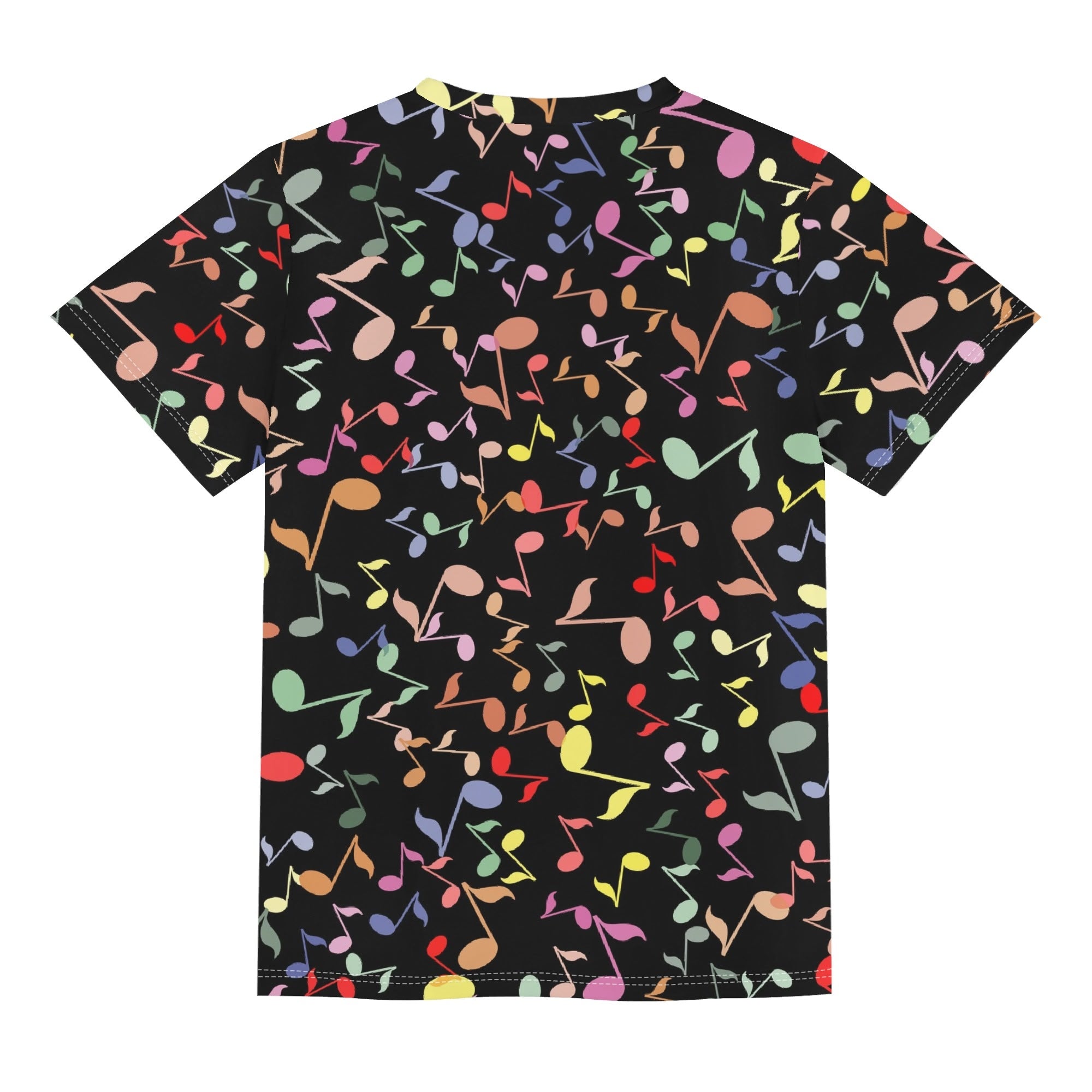 Quavers, Colourful Music Notes Kids Loose Fit Short Sleeve T-Shirt Kid's Full Print T-shirt Music Printed Offshore
