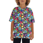 Sticker Music Kids Loose Fit Short Sleeve T-Shirt XL Kid's Full Print T-shirt Music Printed Offshore