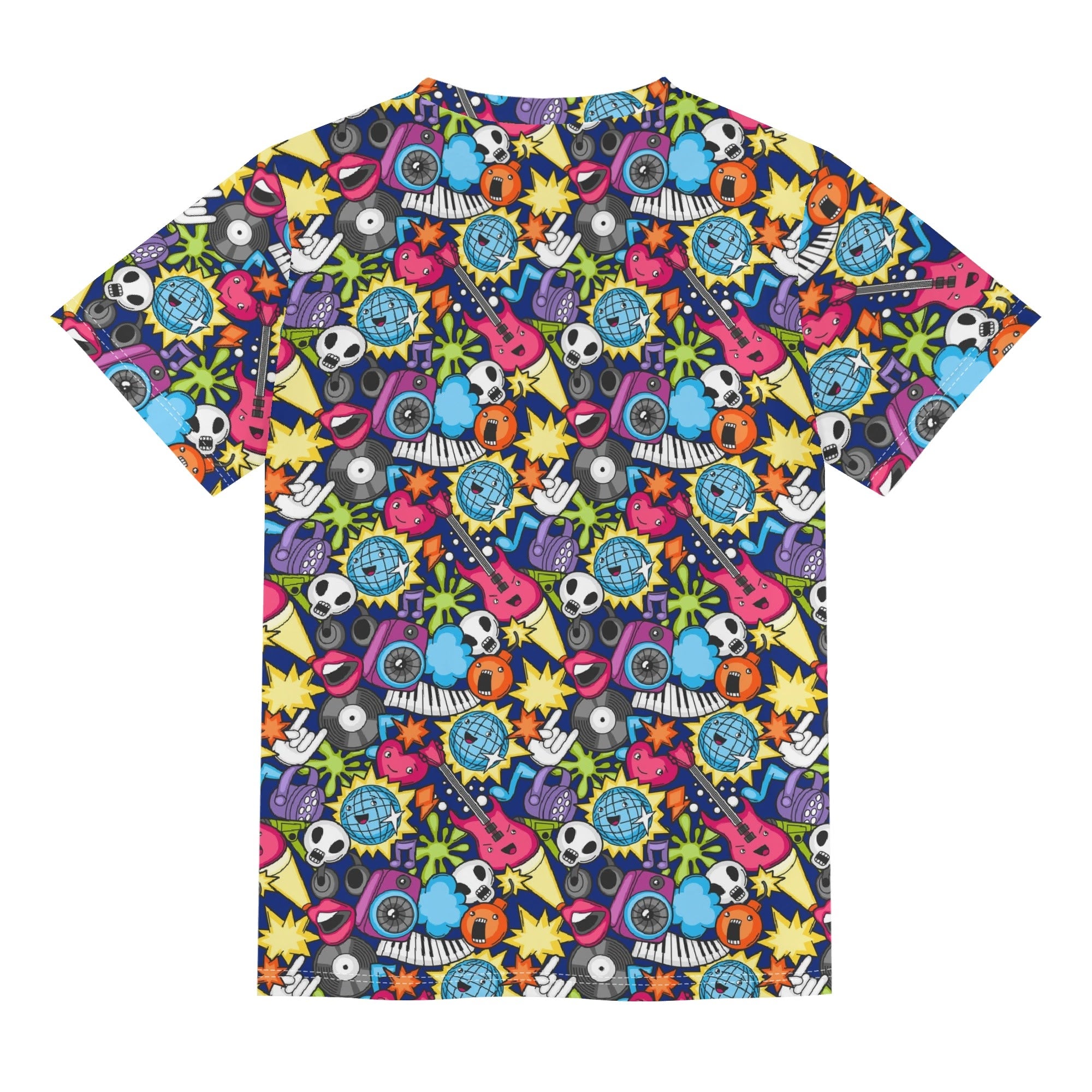Sticker Music Kids Loose Fit Short Sleeve T-Shirt Kid's Full Print T-shirt Music Printed Offshore