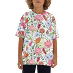Australian Flowers Kids Loose Fit Short Sleeve T-Shirt XL Kid's Full Print T-shirt Plants Printed Offshore