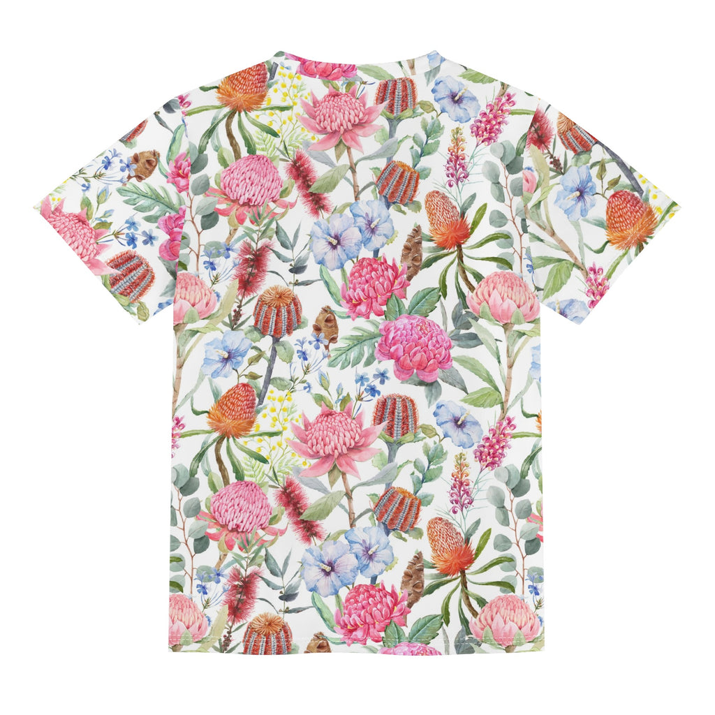 Australian Flowers Kids Loose Fit Short Sleeve T-Shirt Kid's Full Print T-shirt Plants Printed Offshore