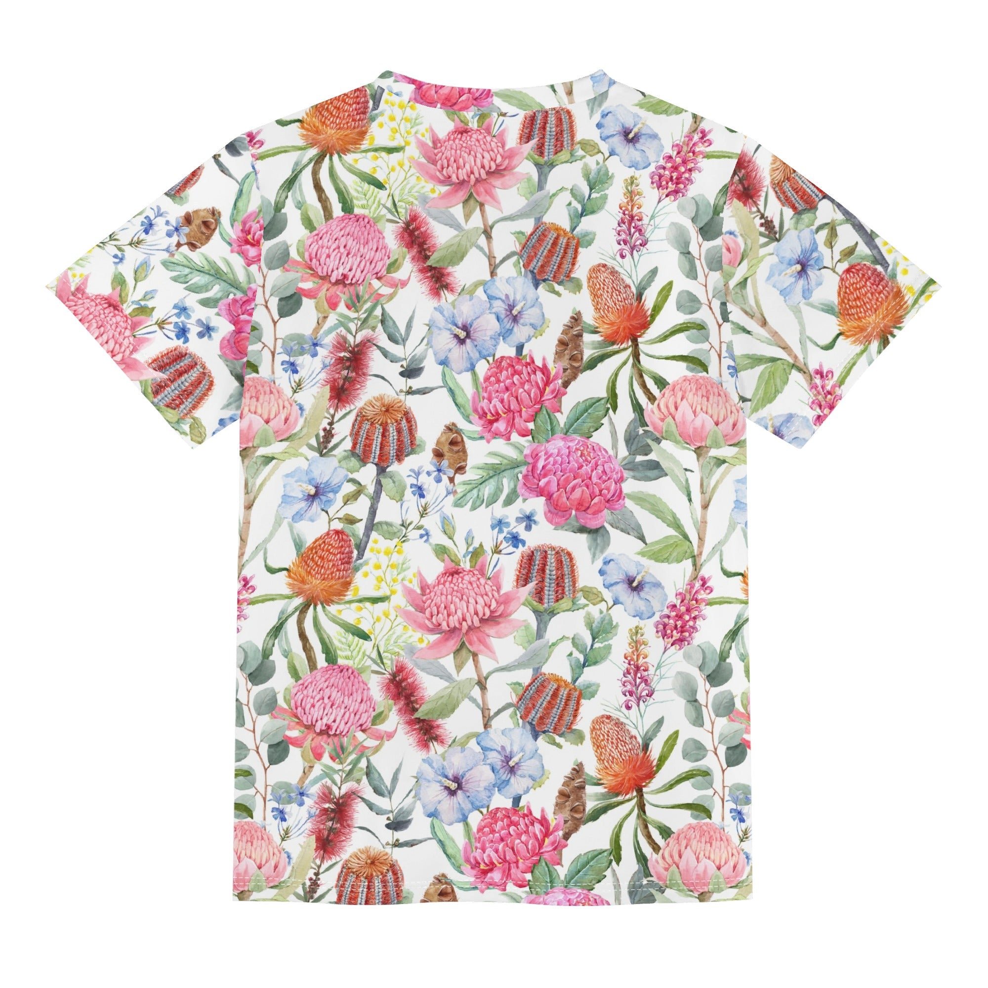 Australian Flowers Kids Loose Fit Short Sleeve T-Shirt Kid's Full Print T-shirt Plants Printed Offshore