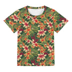 Vintage Hawaiian Floral Kids Loose Fit Short Sleeve T-Shirt Kids Full Print T-shirt Plants Printed Offshore